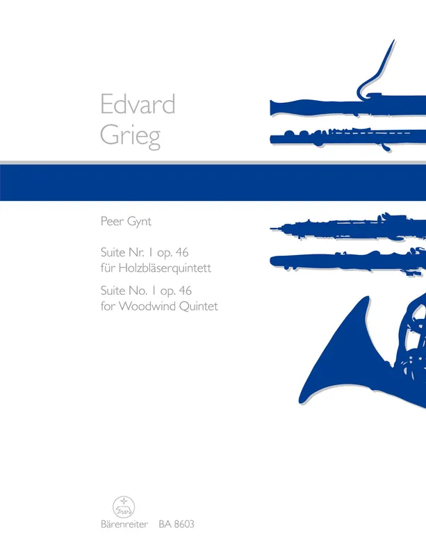 Grieg: Peer Gynt Suite Suite No 1 for Woodwind Quintet Opus 46 Worldwide Shipping