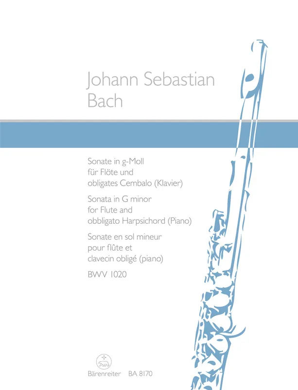 Special Discount Bach Sonata for Flute and obbligato harpsichord (piano) G minor BWV 1020