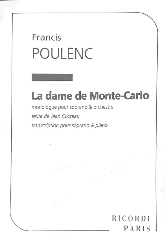 Poulenc: La Dame De Monte Carlo (Vocal Score) Next Day Delivery