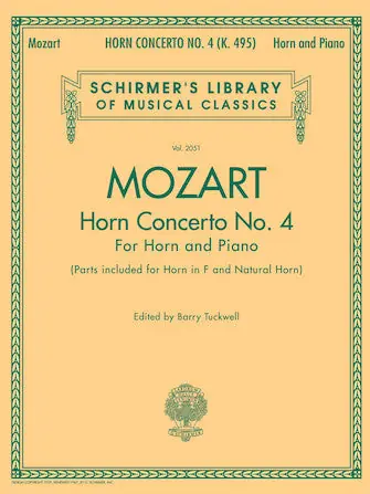 Mozart Concerto No. 4, K. 495 for Horn and Piano Free Shipping