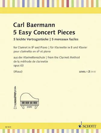 Best Seller Baerman 5 Easy Concert Pieces for Clarinet in B-Flat and Piano, Op. 63