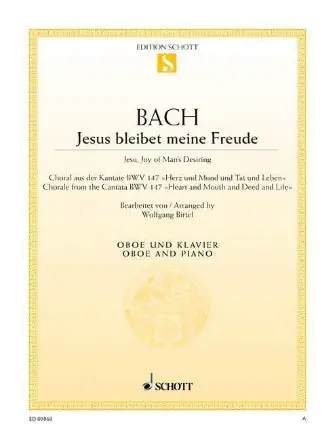Bach Jesus Bleibet Meine Freude Jesu, Joy Of Man's Desiring Oboe & Piano Bwv 147 Buy Direct