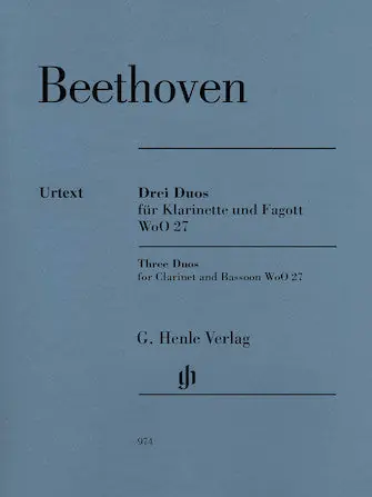 Exclusive Offer Beethoven 3 Duos for Clarinet and Bassoon WoO 27