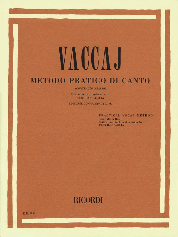 Bulk Order Vaccai Practical Vocal Method (Vaccai) - Low Voice Alto/Bass – Book/CD