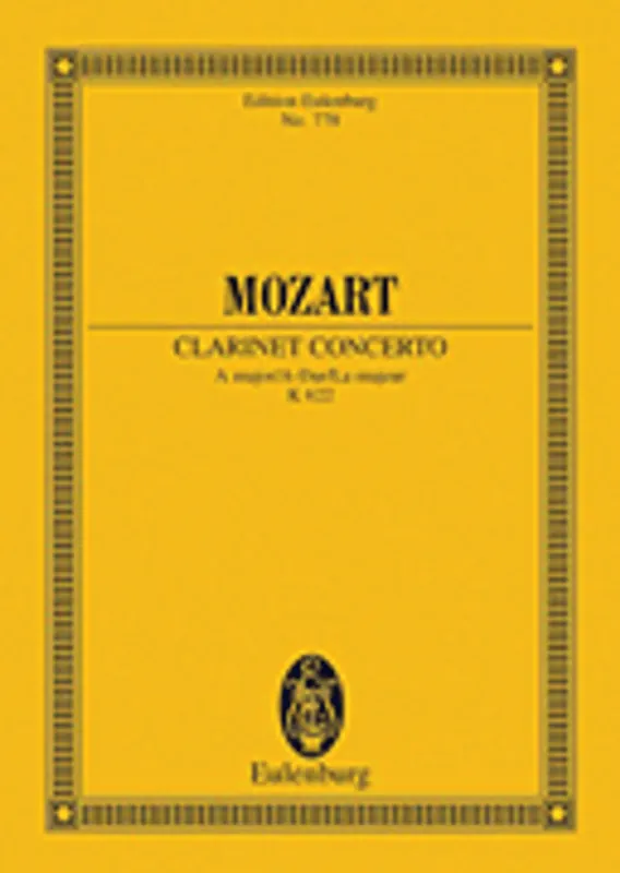 Professional Grade Mozart Clarinet Concerto, K. 622 in A Major (study score)