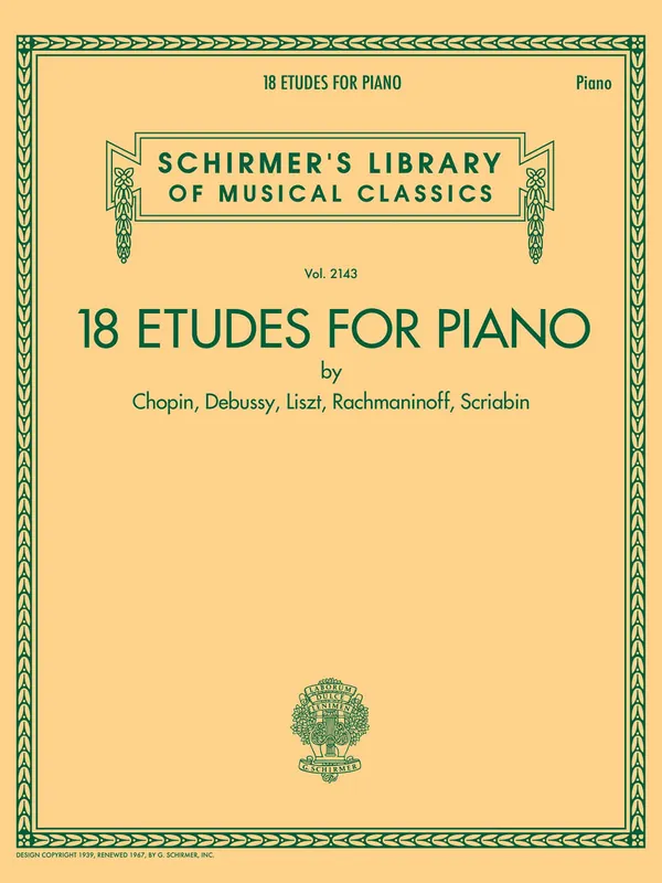 Flash Sale 18 Etudes for Piano - Schirmer's Library of Musical Classics Vol. 2143