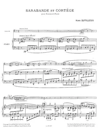 Dutilleux Sarabande et Cortege pour Basson et Piano Budget