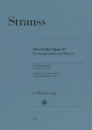 Strauss Four Songs Op 27 Medium Voice Money Back Guarantee