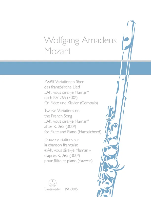 Mozart Twelve Variations on the French Song "Ah, vous dirai-je Maman" based on K. 265 (300e) for Flute and Piano (Harpsichord) Fast Shipping