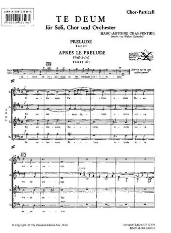 Clearance: Charpentier: Te Deum for soloists, mixed choir (SATB) and orchestra Genuine