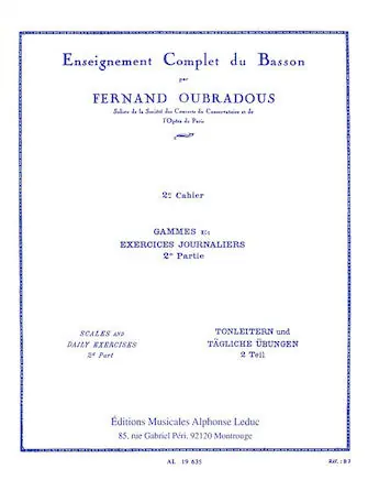 Clearance: Oubradous Complete Method for Bassoon Volume 2 Scales and Exercises, 2nd Part Editor’s Pick