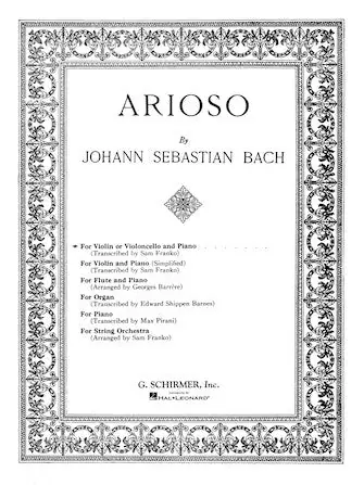 Bach Arioso For violin or cello and piano. Must Have