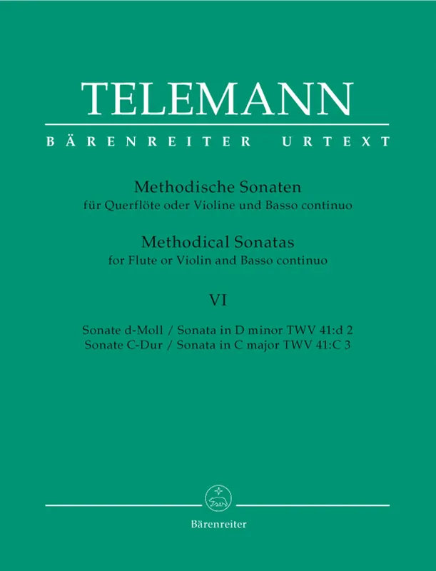 Certified Telemann Twelve Methodical Sonatas for Violin (Flute) and Bc (Volume 6)