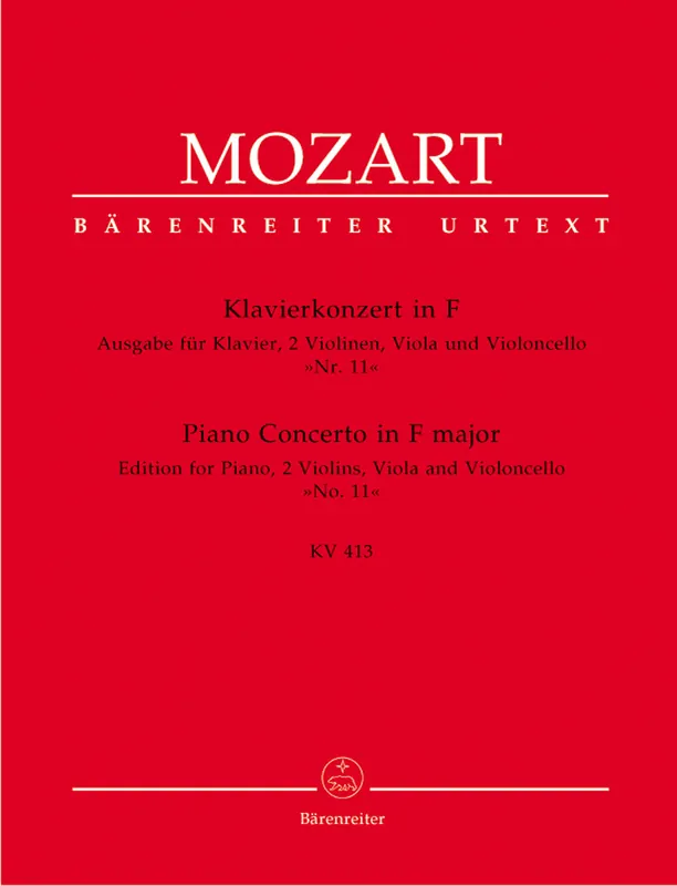 Direct From Manufacturer Mozart Concerto for Piano and Orchestra No 11 in F major K 413 for Piano and String Quartet