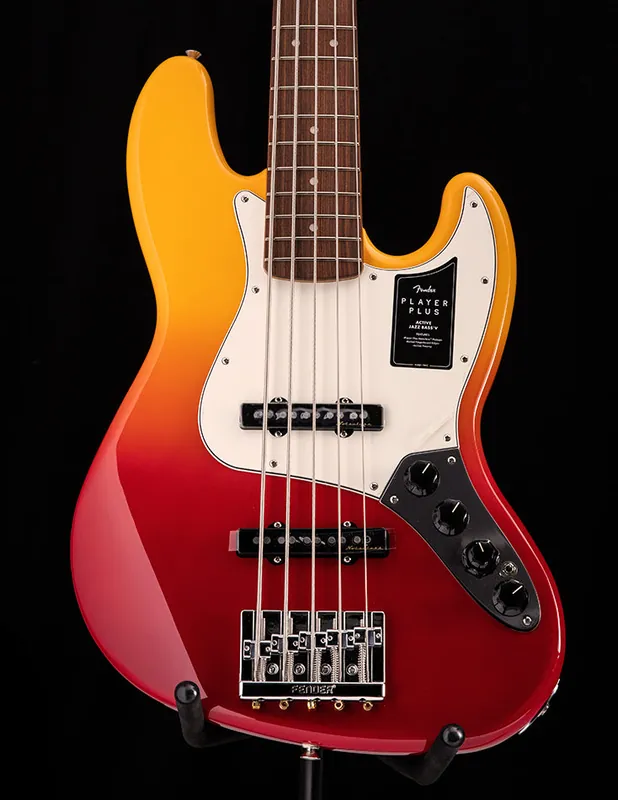 Crafted Fender Player Plus Jazz Bass Tequila Sunrise | Fender Bass Guitar