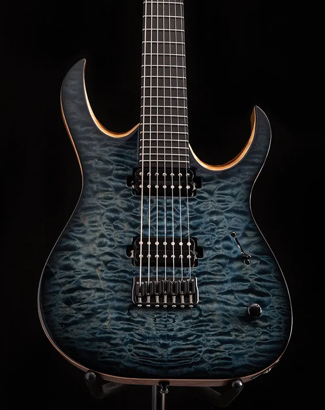 Mayones Duvell Elite 7 Custom Faded Dirty Blue Burst Trusted Brand