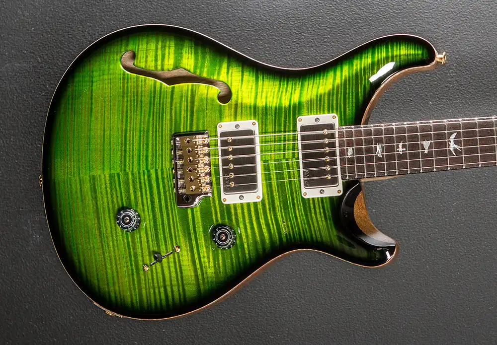 Hassle-Free Returns Custom 24 Semi-Hollow Wood Library Limited - Eriza Verde Smokeburst w/– Dave's Guitar Shop