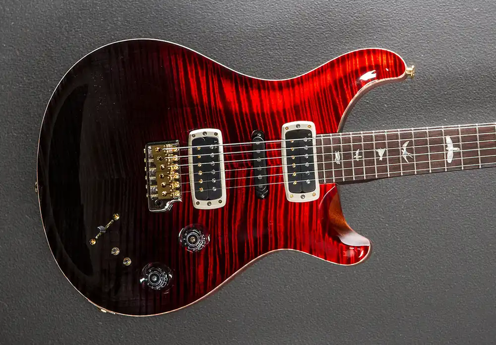 Big Sale Modern Eagle V Wood Library Limited - Fire Red to Gray Black Fade w/Br– Dave's Guitar Shop