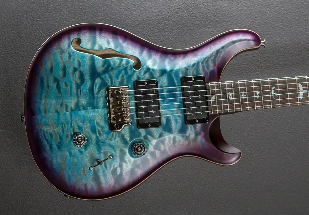 Custom 24 Semi-Hollow Wood Library Limited - Aquableux Purple Burst w/– Dave's Guitar Shop Certified