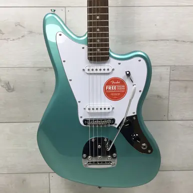 Limited Offer Used Squier AFFINITY JAGUAR MYSTIC SEA FOAM GREEN Offset Double Cutaway Electric Guitar Green 6-String