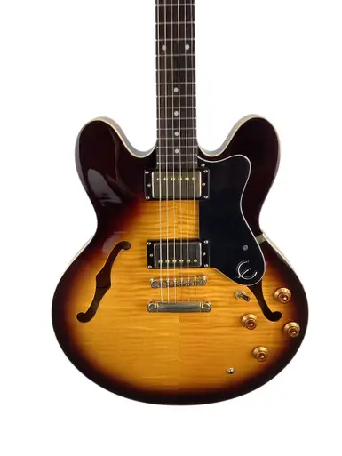 Used Epiphone DOT DELUXE FLAME TOP Semi-Hollow Electric Guitar Sunburst 6-String Luxury