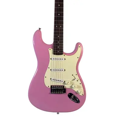 Same Day Shipping Used Squier BULLET STRAT W/ TREMOLO S Type Electric Guitar Pink 6-String