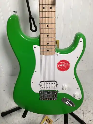 Used Squier STRAT SINGLE PUP S Type Electric Guitar Green 6-String Direct From Manufacturer
