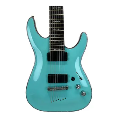 Save Now Used Schecter Hellraiser 7 Double Cut Electric Guitar Blue 7-String