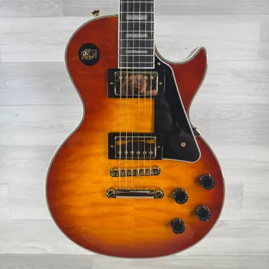 High Quality Used Epiphone Exclusive Les Paul Custom AAA Quilt Top - Heritage Cherry Sunburst - Gig Bag Included