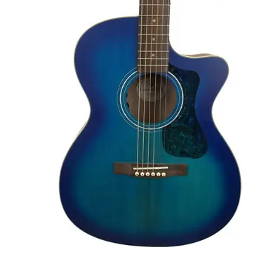 Used Guild OM-240CE Solid Top Acoustic Guitar Blue Top Rated