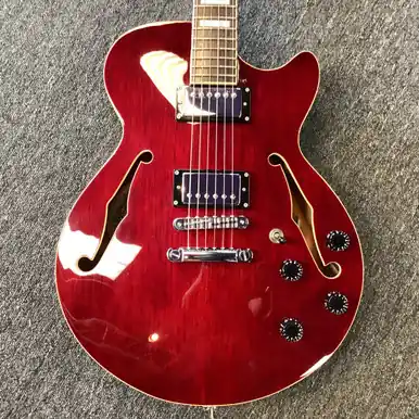 Same Day Shipping Used D'Angelico PREMIER SS Semi-Hollow Electric Guitar Red 6-String