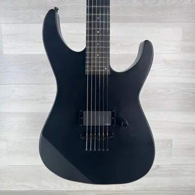 Luxury Used ESP E-II MI Thru NT Electric Guitar - Black Satin - Case Included - Top Wear - See Photos
