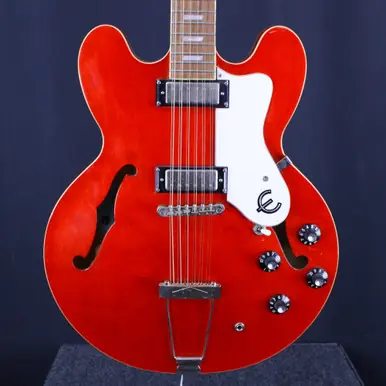 Money Back Guarantee Used Epiphone RIVIERA 12 GUITAR Semi-Hollow Electric Guitar Red 12-String