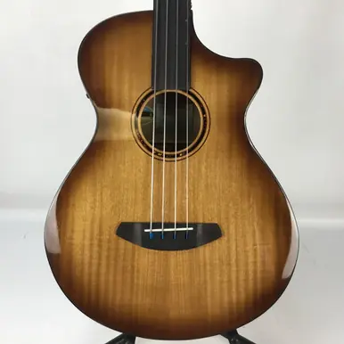 Limited Time Used Breedlove EXOTIC S FRETLESS BASS Acoustic Bass Guitar Honey Burst 4-String
