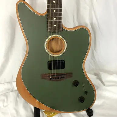 Used Fender ACOUSTASONIC Semi-Hollow Electric Guitar Green 6-String Big Sale