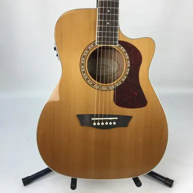 Secure Checkout Used Washburn HERITAGE HF11SCE Solid Top Acoustic Guitar Natural