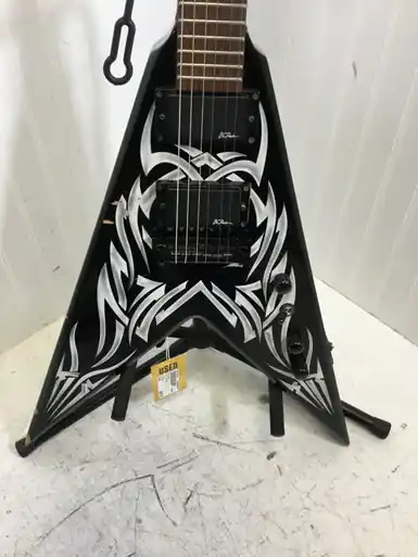 Used BC Rich KKV FLYING V Pointy Electric Guitar Black 6-String Hassle-Free Returns