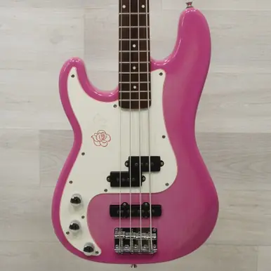 Used SX Rock N Rose Bass Guitar Pink Genuine