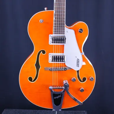 Used Gretsch G5427T ELECTROMATIC FLAME TOP GUITAR Semi-Hollow Electric Guitar Orange 6-String Instant Buy