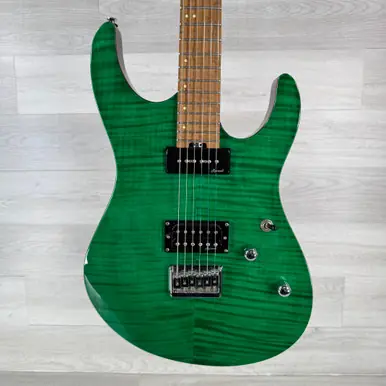 Fresh Stock Used Harley Benton HP-42 Signature TT Roasted Electric Guitar - Transparent Turquoise