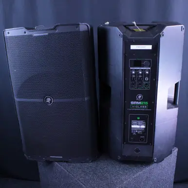 Secure Checkout Used Mackie SRM215 POWERED PAIR Powered Full Range Speaker Cabinet