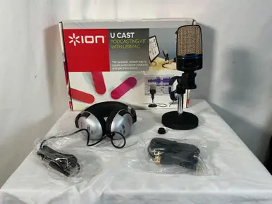 Used Ion UCAST PODCASTING MIC / HEADPHONES SET USB Microphone Genuine