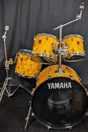 APK Yellow Satin Flame 4-Piece Shell Pack with Cymbal/Tom Stand– Dave's Guitar Shop Authentic