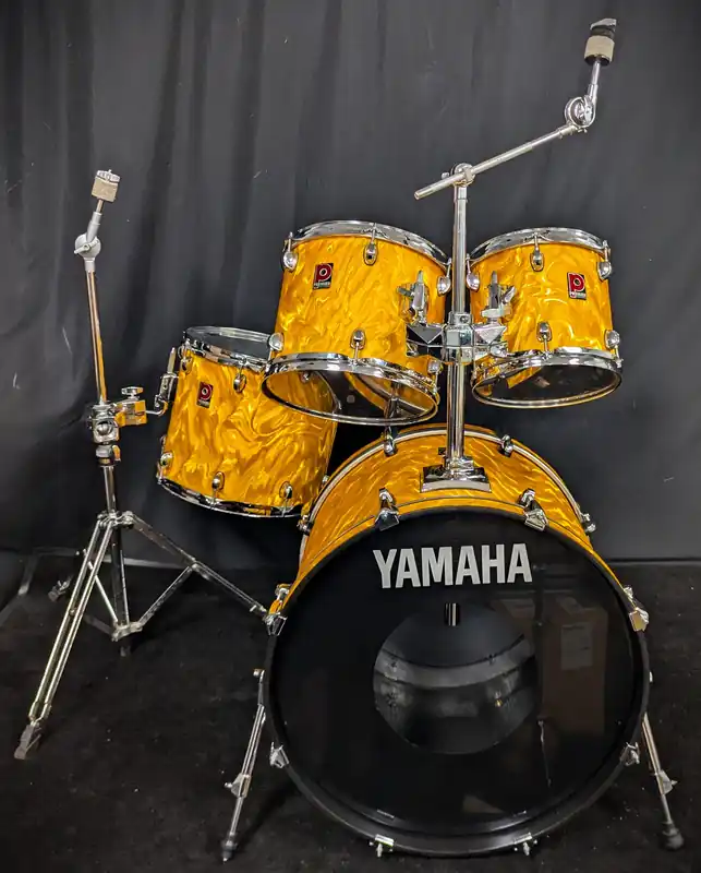 APK Yellow Satin Flame 4-Piece Shell Pack with Cymbal/Tom Stand– Dave's Guitar Shop Authentic