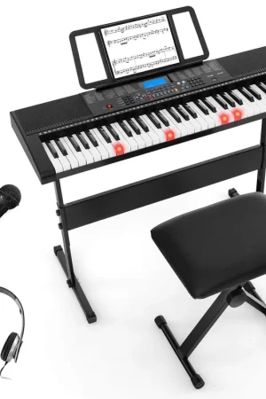 Best Seller Costway - 61-Key Electric Piano Keyboard for Beginners with Adjustable Stand and Stool - Black,White