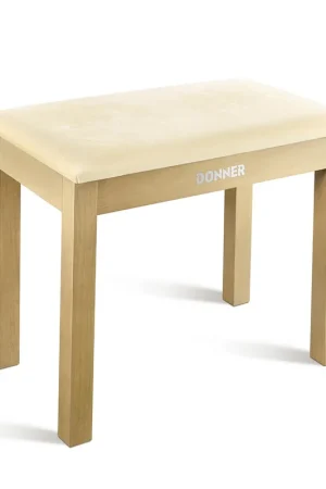 Donner music - Donner Piano Bench with High-Density Suede Cushion - Light Wood Color Next Day Delivery