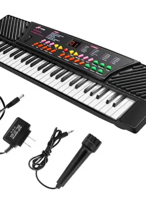 Costway - 54 Keys Electronic Music Keyboard Kid Piano Organ W/Mic & Adapter - Black Free Returns