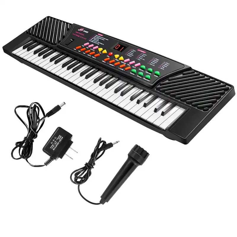 Costway - 54 Keys Electronic Music Keyboard Kid Piano Organ W/Mic & Adapter - Black Free Returns