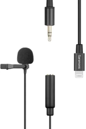 Saramonic - Lavalier Microphone with Lightning for Apple iPhone, or iPad w/ a Built-in 6.6-foot (2m) Cable (LavMicro U1A) - Black Hot Deal