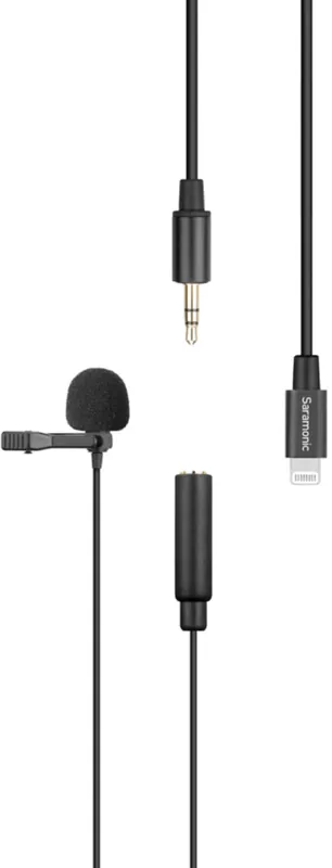 Saramonic - Lavalier Microphone with Lightning for Apple iPhone, or iPad w/ a Built-in 6.6-foot (2m) Cable (LavMicro U1A) - Black Hot Deal
